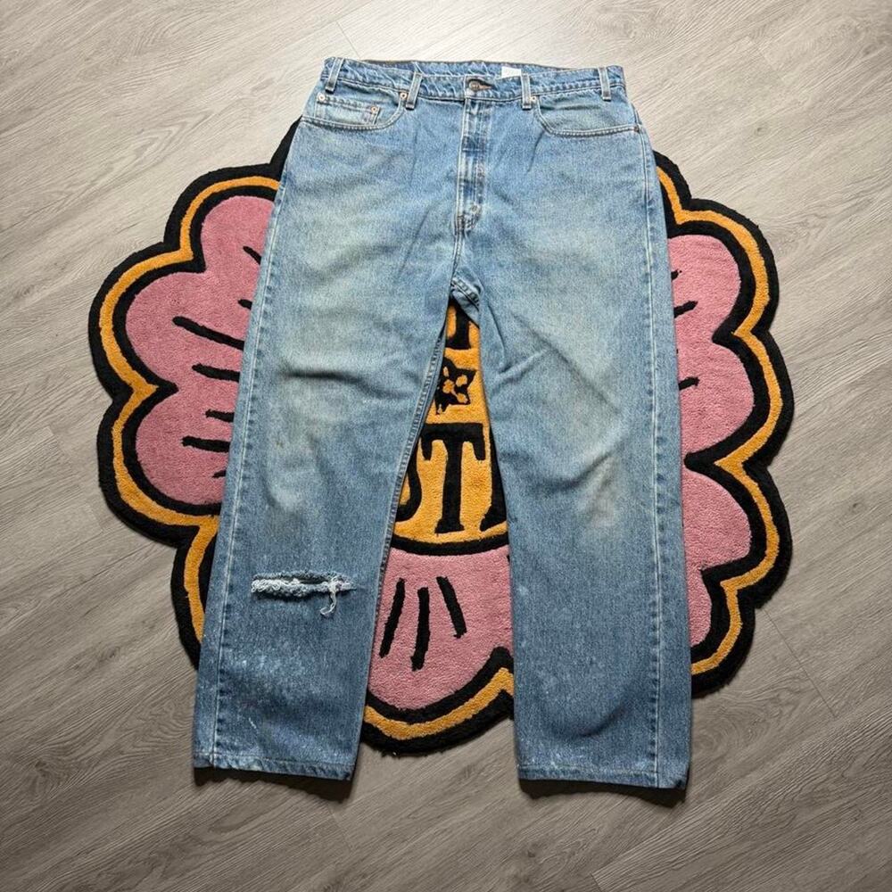 Vintage Y2K Levi’s 505 Regular Fit Straight Leg Distressed Jeans 38x32 (36x29)